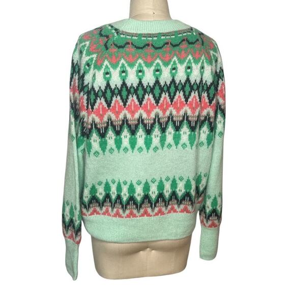 Vineyard Vines Mist Green Merino Wool Fair Isle Cardigan - M - Picture 4 of 7
